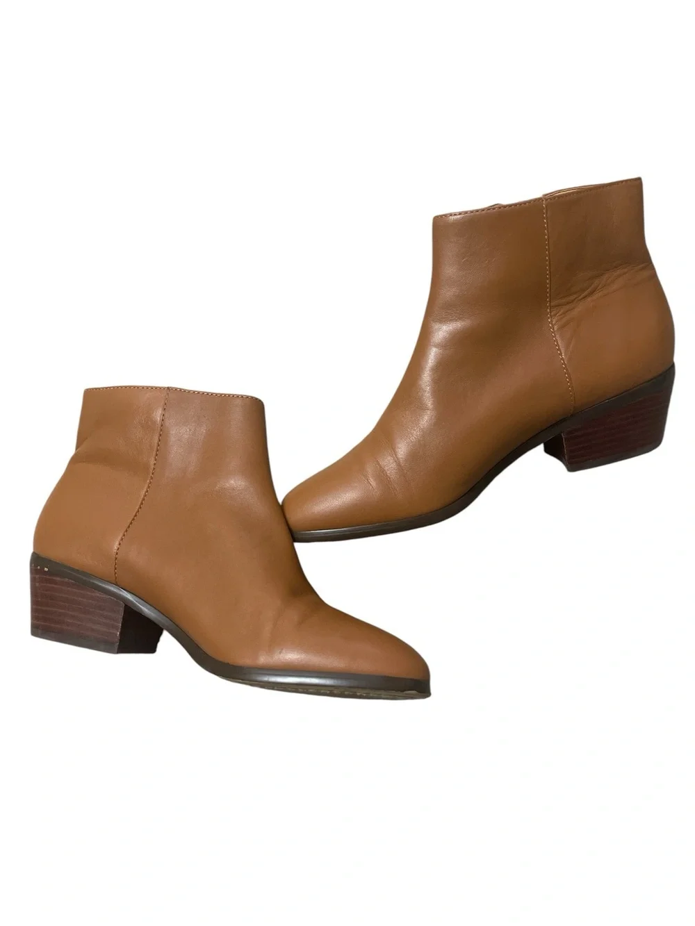 J. Crew Tan Leather Block Heel Ankle Boots